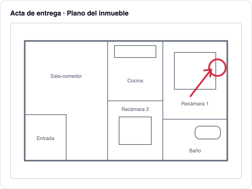 Acta de entrega con plano del inmueble
